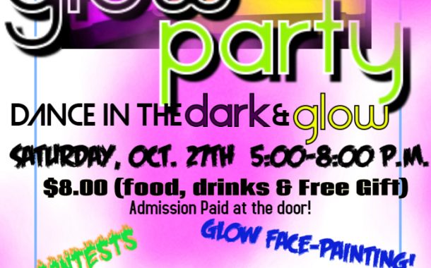 Dance in the Dark Glow Party for 2nd Graders to 6th Graders This Saturday, Oct 27 5-8pm