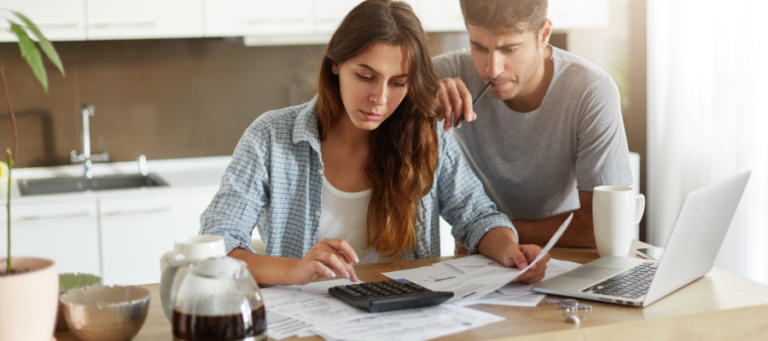 couple doing bills