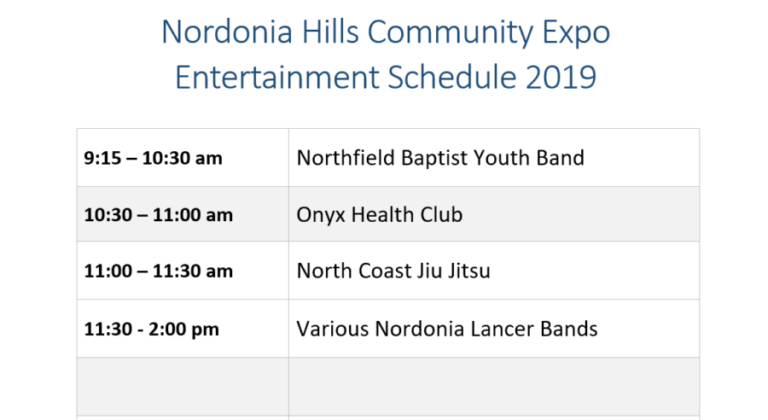 Nordonia Hills Chamber of Commerce Community EXPO Entertainment and Food Court