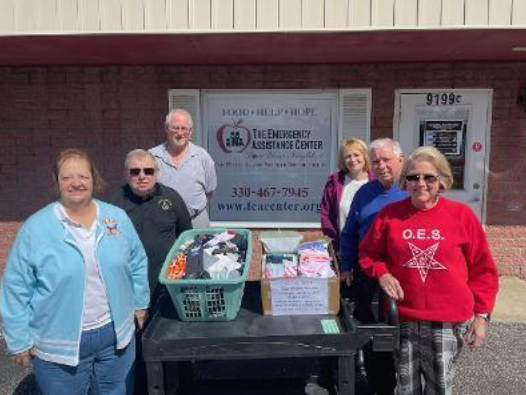Brecksville Chapter #537, Order of the Eastern Star of Brecksville, Ohio; and Summit Lodge #213 donated socks to The Emergency Assistance Center