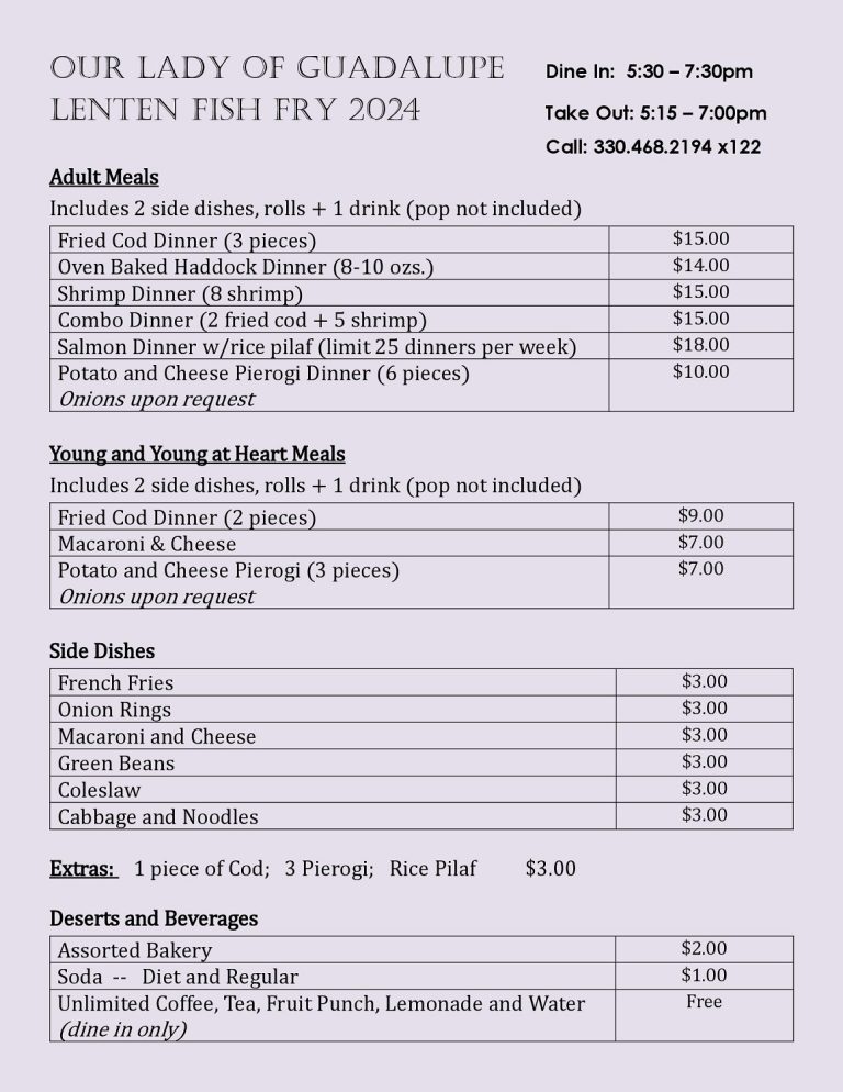 Our Lady of Guadalupe Catholic Church Fish Fry