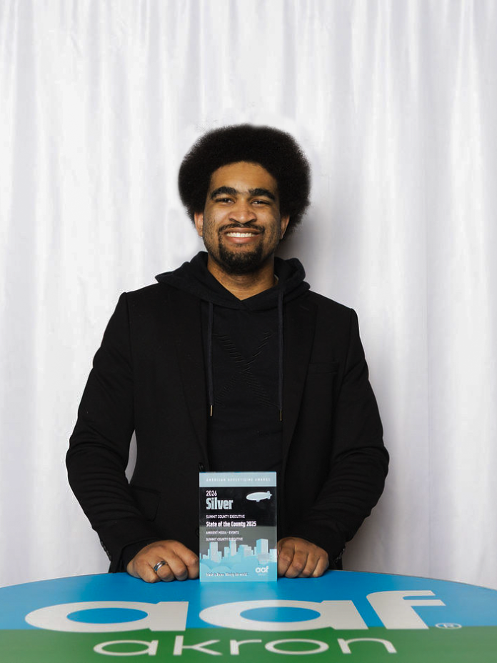 Summit County graphic designer Marc Smith Jr. wins a Silver ADDY at the Akron American Advertising Awards for 2025 State of the County branding work.