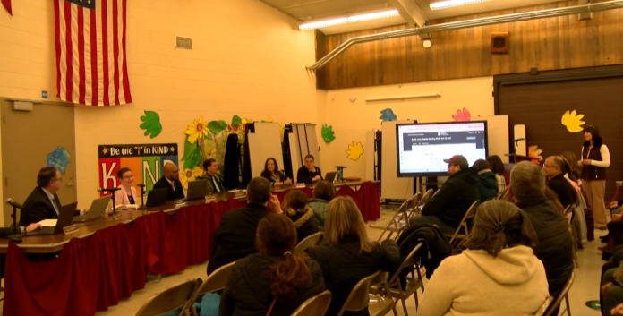 Nordonia Hills Board of Education meeting with Ledge View Elementary students presenting Wellness Day initiative in Northfield Ohio