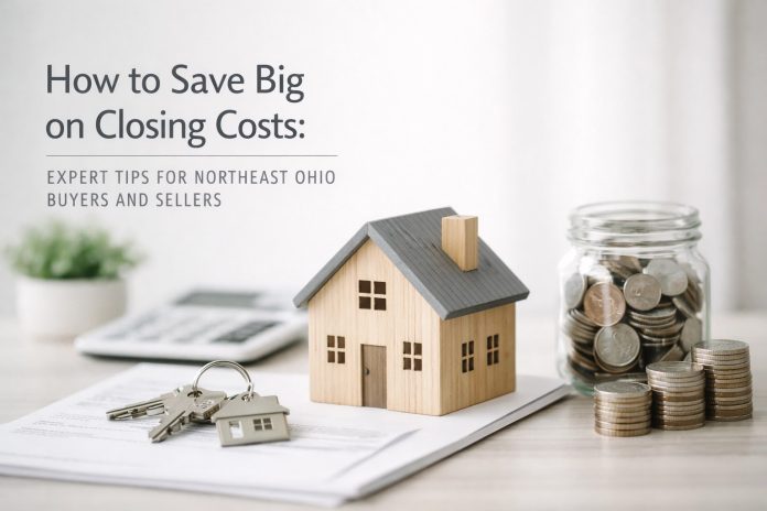 Homebuyer researching title insurance and closing costs in Northeast Ohio with house keys on desk